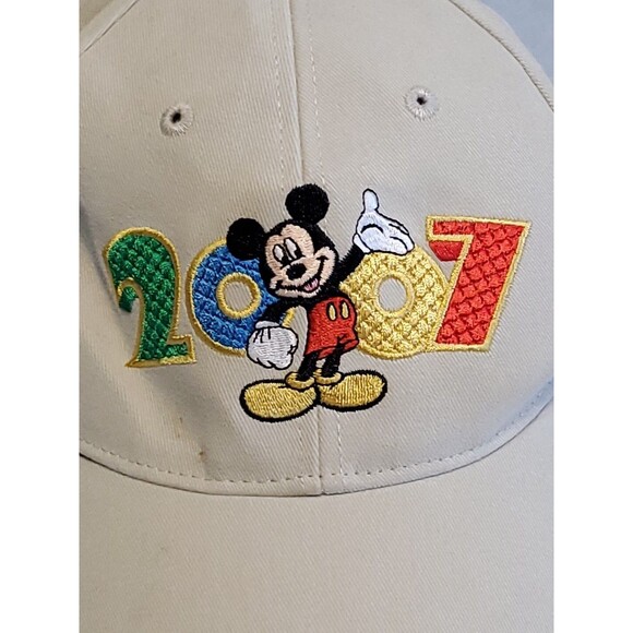 Disney 2007 Mickey Mouse Disneyland Resort Tan Embroidered Baseball Cap Hat - Picture 2 of 15